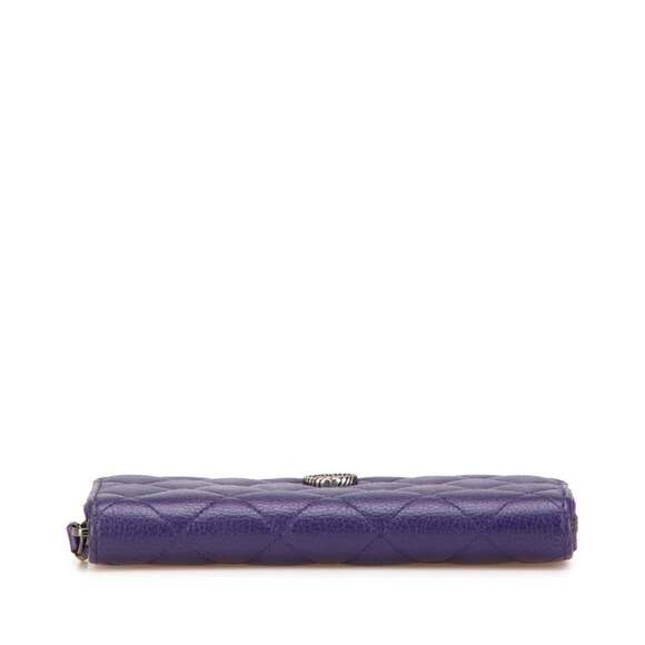 CHANEL Purple Lambskin Leather Logo Wallet - Picture 3 of 9